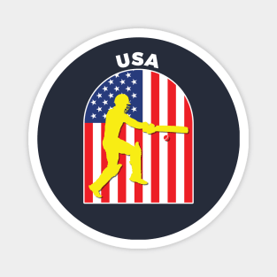 USA Cricket Batsman USA Flag Magnet